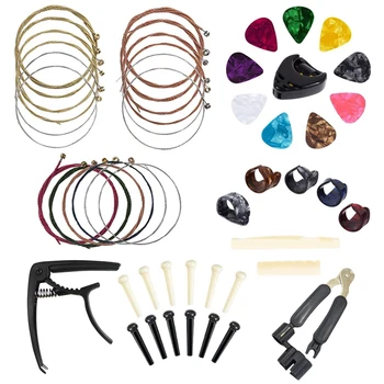 

Guitar Accessories Kit 49 Pcs Guitar Tool Including Guitar Picks, Capo, Acoustic Guitar Strings, String Winder, Bridge Pins, Pin