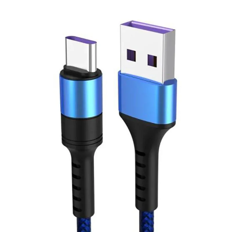 Blue Кабель 5А usb type C для быстрой зарядки type-C Kable для huawei P10 P20 P30 mate 20 30 Pro Phone Supercharge QC3.0 USB C Charge Cabo - Тип штекера: Blue