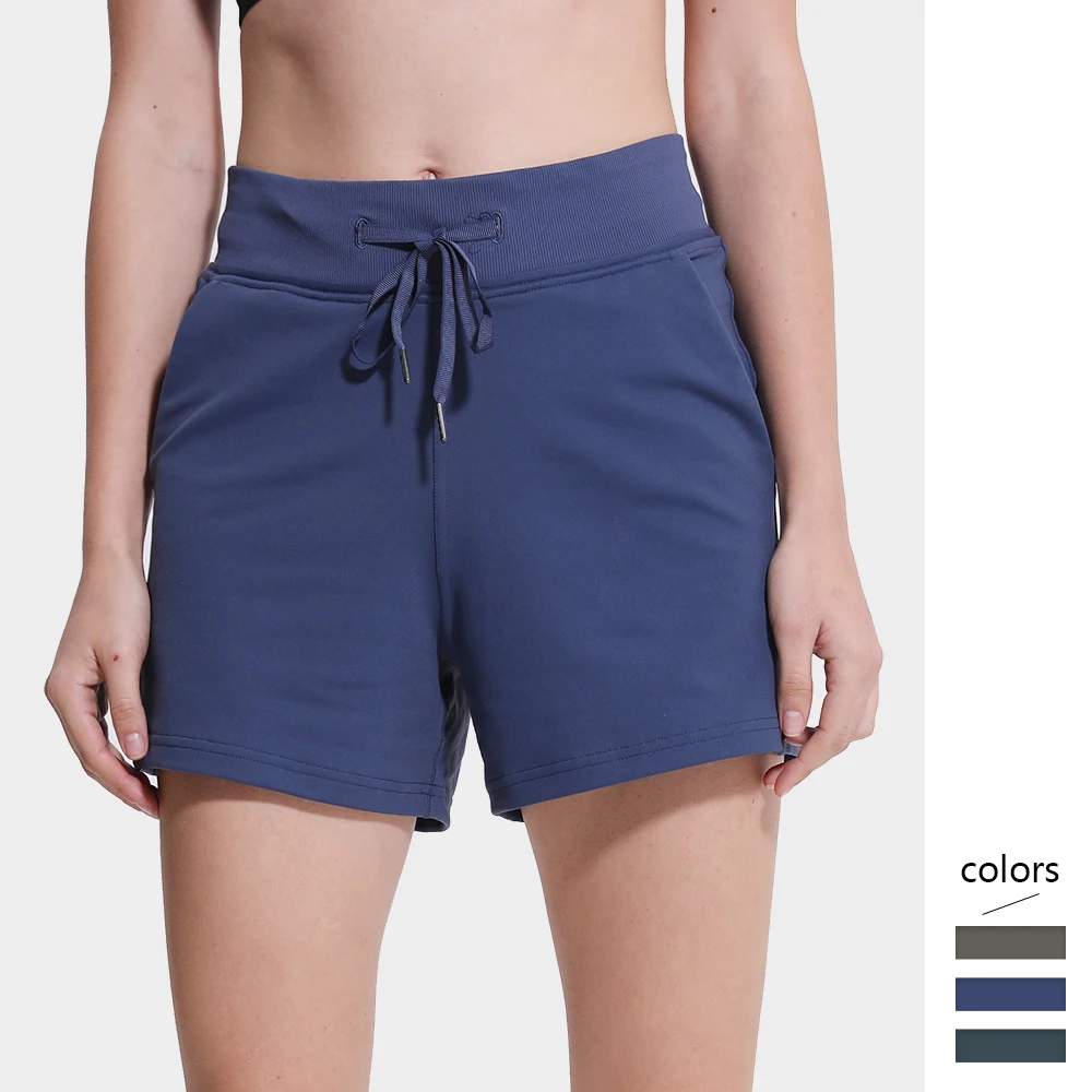 

Women Sports Shorts with Drawstring High Waist Short Pants Fitness with Pockets Mujer Workout Jogging Shorts