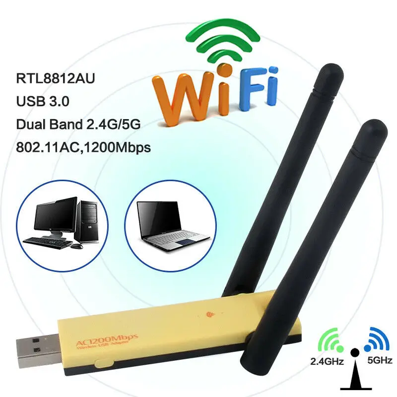 

Mini USB 3.0 Dual-band 1200Mbps Wireless WiFi Network Adapter 2.4G/5GHz Antenna USB Ethernet Lan Wifi Dongle AC Wifi Receiver