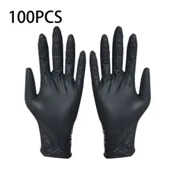 100 шт Одноразовые черные перчатки для уборки дома, моющие перчатки, нитриловые лабораторные перчатки для маникюра, медицинские
