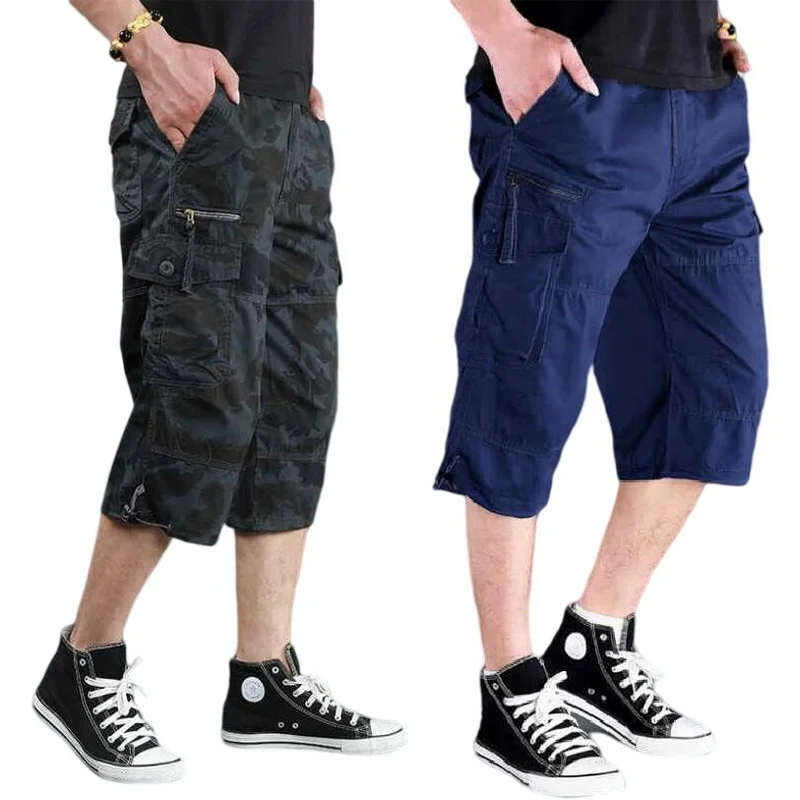 Tanie Męskie spodnie Cargo codzienne męskie spodnie multi-pocket Outdoor bawełniane przycięte