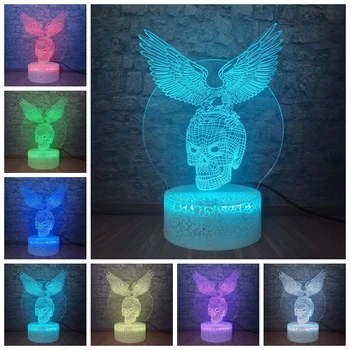 

Cool Skull Eagle Model 3D Lamp LED USB Creative Skull Illusion Atmosphere Vision Table Nightlight for Children Bedroom Decor