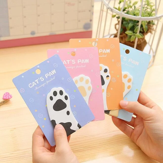 

1packs/lot Cat Claw Shape Notes Four Random Notepad Cute Stationary Creativity Sticky Notes Kawaii To Do List