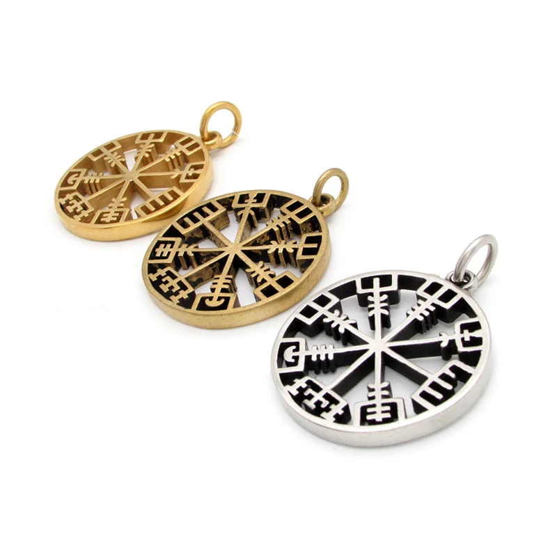 Viking Rune Icelandic Vegvisir Compass Helmet Horror In Runic Circle Pendant  Amulet Collier Necklace 2