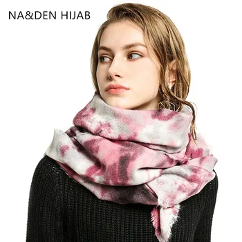 

1PCS Flower printing scarves Acrylic Islamic scarf Hot sale Solid shalws Muslim hijab Winter scarf Long muffler Hi-Q lady wraps