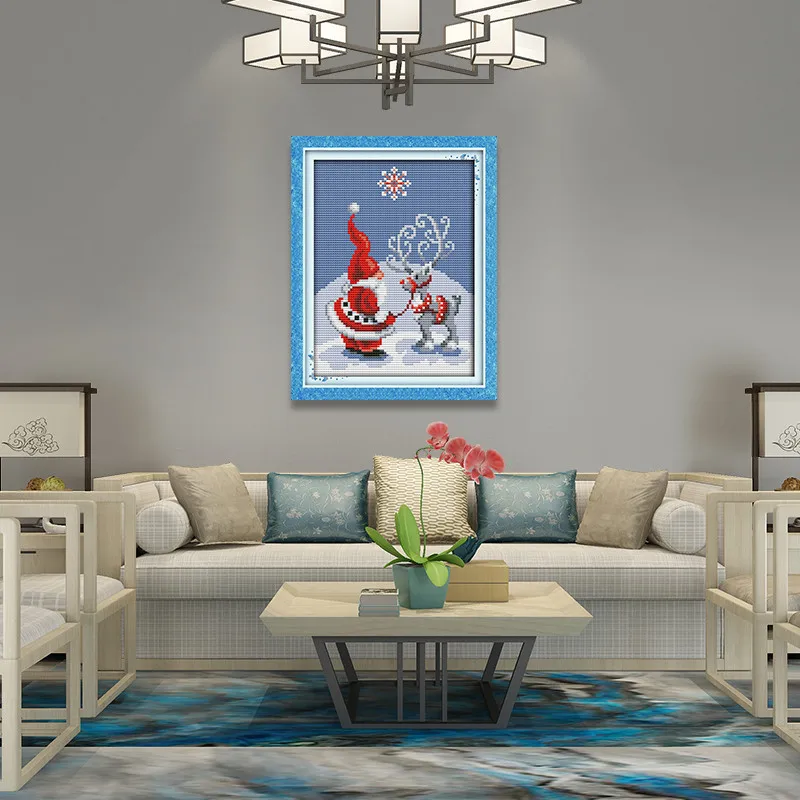 Набор для вышивки крестиком с изображением Санта-Клауса и лося, 11CT, 14CT, Aida,, набор для рукоделия, Рождественский снег, рукоделие, домашний декор