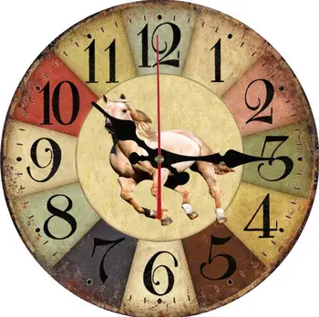 

Horse Wall Clocks Retro Style Unique Design Living Room Bedroom Wall Decoration Quartz Wall Clocks Frameless Minimalism G045