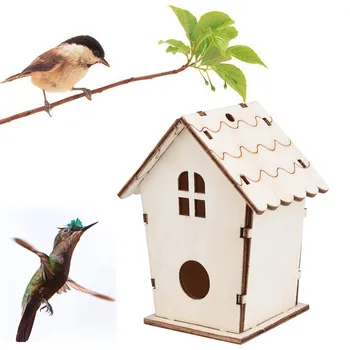 

New bird house exquisite creative assembled wooden outdoor bird nest stitching pet bird family essential decorative bird T3