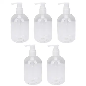 

5 Pcs Pump-bottle PET Reusable 350ml Pump Bottle Lotion Dispenser Shampoo Container for Outing Camping
