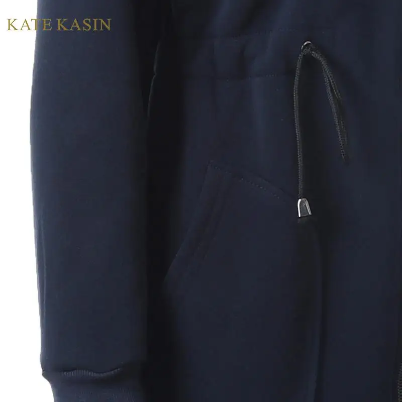 Kate Kasin/Женская Повседневная Толстовка с длинными рукавами и капюшоном, куртка, пальто, новая мода, Осень-зима, длинные толстовки на молнии, верхняя одежда, пальто