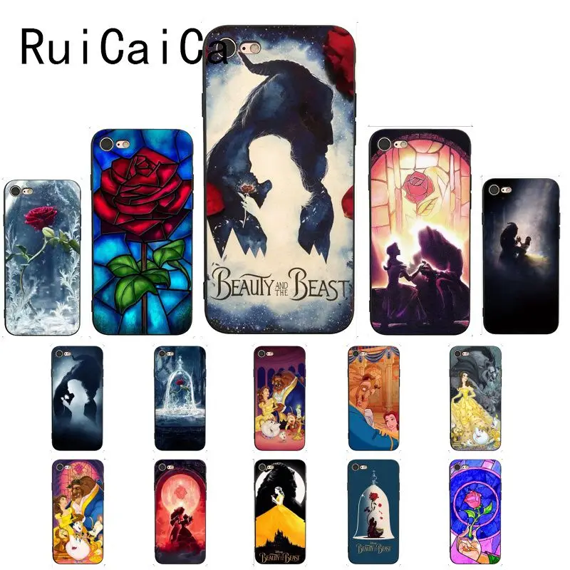 Ruicaica beauty Beast Rose Princess Art TPU Мягкий силиконовый черный чехол для телефона iPhone 8 7 6 6S 6Plus