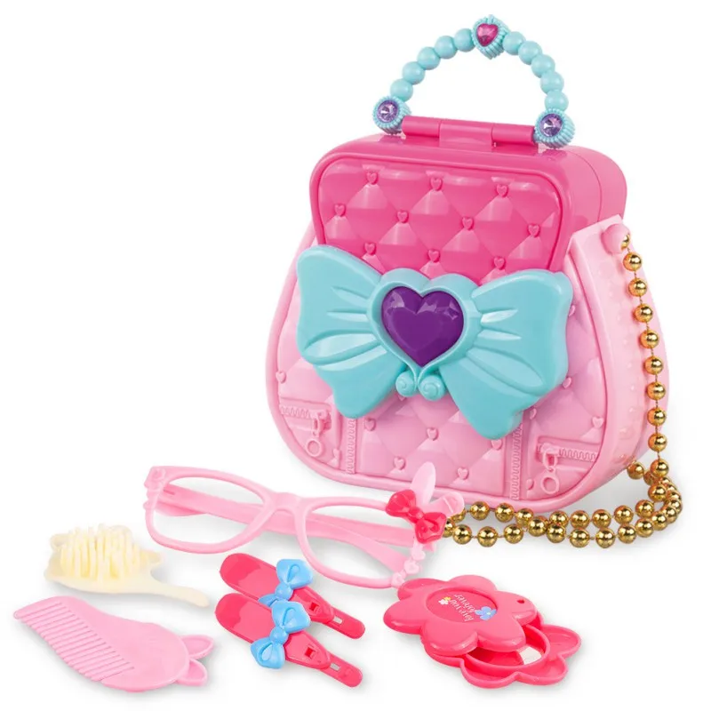 Игрушки для косметический набор девочек пластиковый детский подарок принцесса зажим для волос Расческа стекло зеркало с сумкой для Макияжа Игрушки для моделирования
