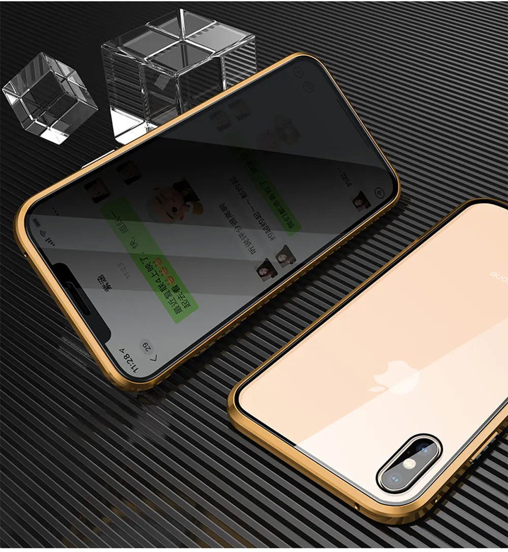 Магнитный чехол 360 градусов для IPhone X XS MAX 7 6 6splus 8 PLUS, двухсторонний, полный ударопрочный защитный прозрачный чехол