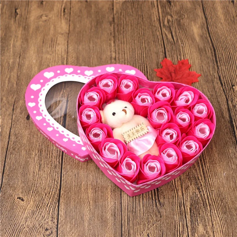 18Pcs Rose Flower Scented Soap Beautiful Heart Petal Perfumed Soap Scented Wedding Valentine Day Gift Roses Flower Bath Body Soa
