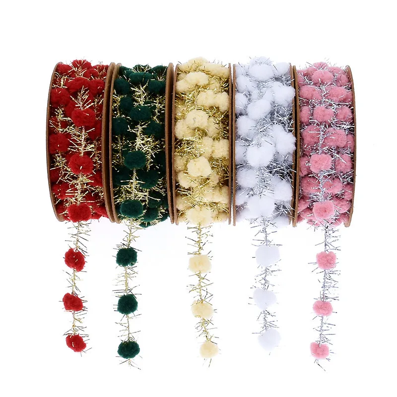3m cute gift ribbon New style wire wool ball Christmas tree gold and silver onion decoration wrapping belt | Дом и сад
