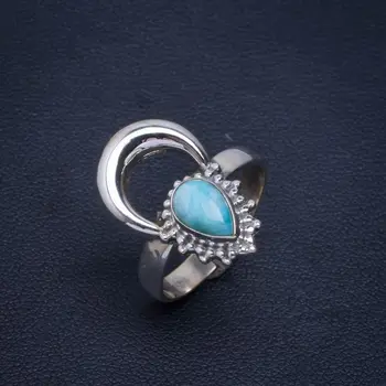 

Natural Caribbean Larimar Handmade Unique 925 Sterling Silver Ring 8.75 B1219
