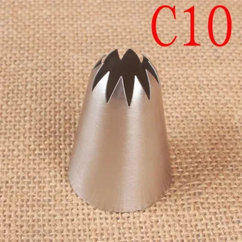 

#C10 Large Size Piping Nozzle Cake Cream Decoration Stainless Steel Icing Tips Cupcake Pastry Tools 10 Teeth Close Star