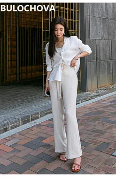 

Three piece sets tops and Wide leg pants Conjuntos Women Shirt Tops + Pants + Vest Set 2019 Newest Runway big Size Clothes Suit