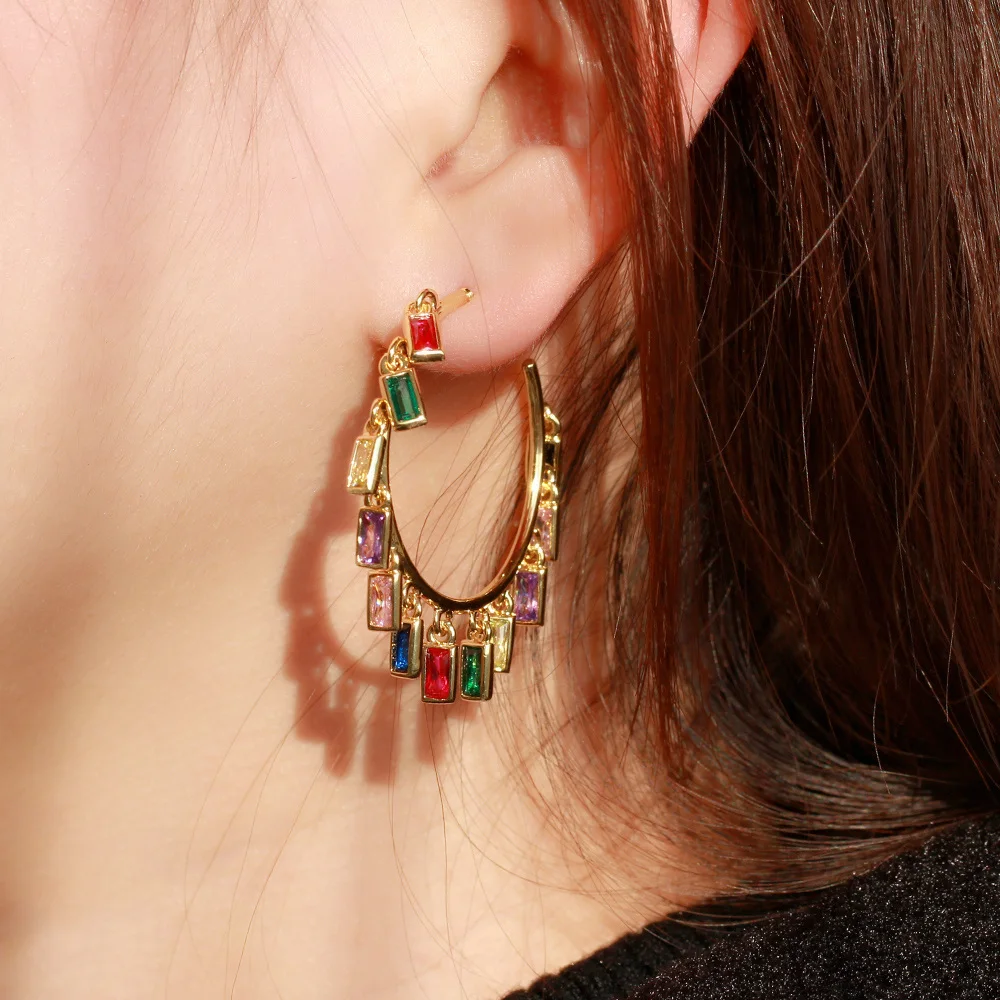Cubic Zirconia Hoop Earrings | Womens Gold Hoop Earrings
