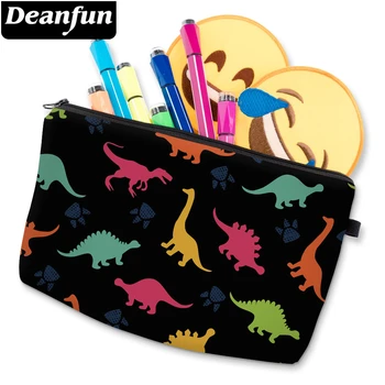 

Deanfun Colorful Dinosaur Printed Cosmetic Bag Durable Waterproof Toiletry Bags Portable Black Makeup Bag D52289