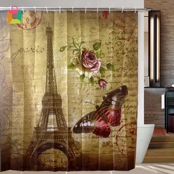 

Paris Eiffel Tower Pattern Shower Curtain 3D Bathroom Shower Curtain Window Curtain Home Decoration Privacy Protection Tool