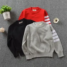 Одежда для маленьких мальчиков и девочек; Новинка; сезон осень-весна; пуловер в полоску с длинными рукавами; хлопковый свитер для детей; вязаная верхняя одежда для детей 1-4 лет