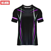Мужская футболка WAMNI с коротким рукавом, футболка для бега, гоночная спортивная одежда, уникальный полосатый топ с u-образным вырезом, Полиэстеровая быстросохнущая футболка