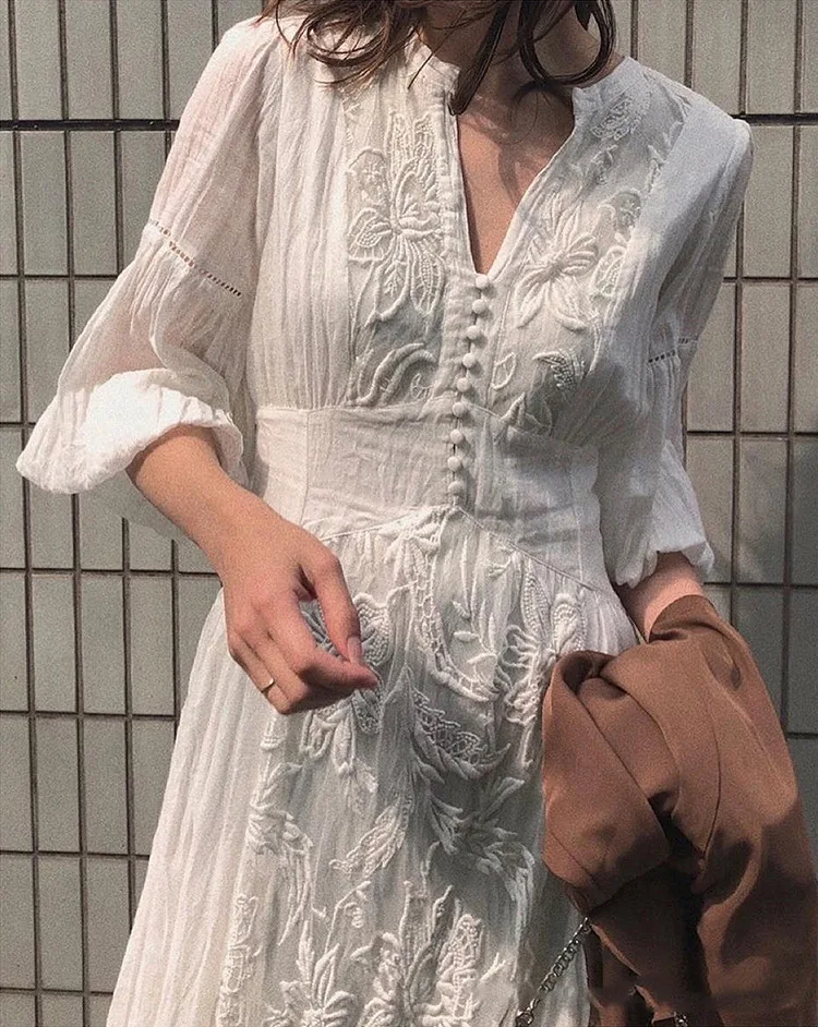 ameri MEDI EMBROIDERY TULLE LACE DRESS 【公式通販】
