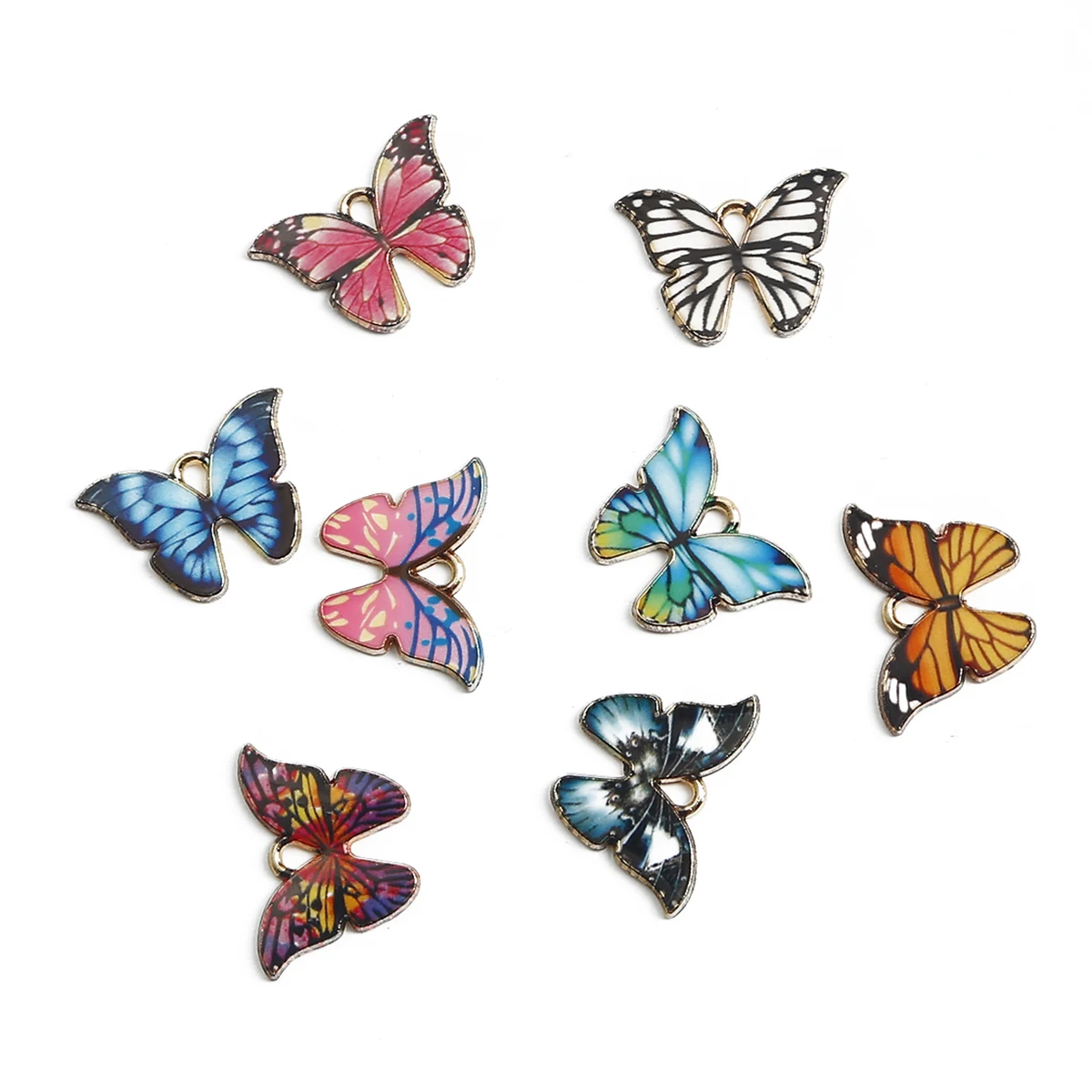 22 Breloques Papillon En Alliage émail - Pour DIY Bijoux : Bracelets, Colliers, Boucles D'oreilles - 3 Styles Colorés