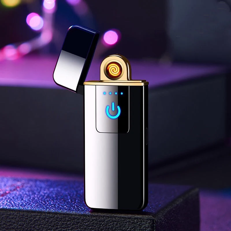 Black Высокое качество электрический ток прикуриватель металлический usb зарядка зажигалки плазменная Зажигалка ветронепроницаемые гаджеты для мужчин для курения - Цвет: Black