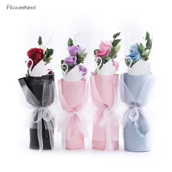 

20pcs Pleated Yarn Rose Flower Decoration Christmas Decor Gauze Bouquet Bag Flower Packaging Net Material Gift Box Packaging
