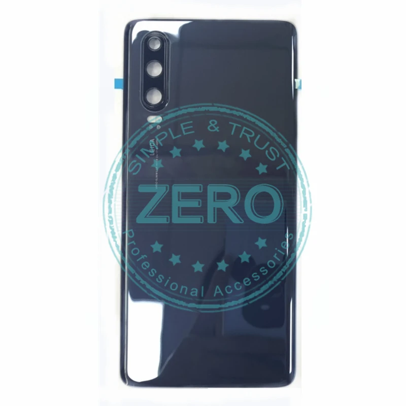 Для huawei P30 Задняя крышка батареи+ камера Стекло Объектив для P30 задний корпус сменный запчасти - Цвет: Black