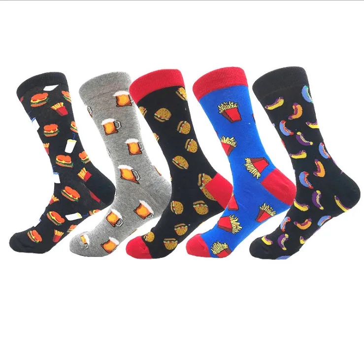 

Cotton Soft Women Socks Funny Cute Cartoon Hotdog Hamburger Print Unisex Casual Happy Japanese Harajuku Skateboard Socks z0909