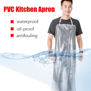 

Transparent And Simple Long PVC Material Kitchen Apron Classic Design Waterproof And Dirty Work Kitchen Apron