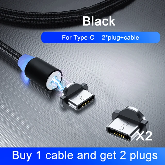 OKZ 2M Magnetic Cable Micro USB Type C Charger For Android Phones Fast Charging Magnet Charge Cord For iPhone 12 11 Pro XS Max For Type C Black