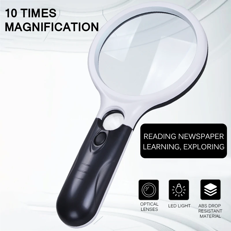 High-Definition Handheld Magnifying Glass Magnifying Glass Square High-Definition 10 Times Handheld Magnifying Glass Reading Elderly with Children Aged Magnifying Glass