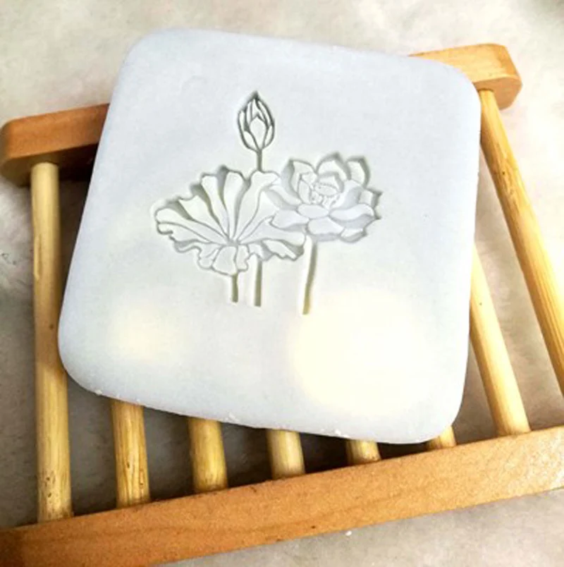 Lotus Flower Transparent Handmade Soap Stamp, Plants Leaf, Acrylic Soap Making Chapter, Custom Stamps, Birthday Gift