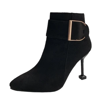 

Elegant Shoes Woman Boots Sexy Thin High Heels Zip Up Ankle Boots Woman Shoes