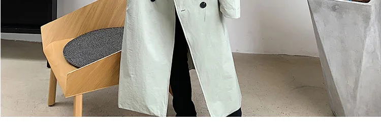 Men Overcoat Jacket Vintage Double Breasted Loose Casual Long Belt Trench Coat Male Streetwear Windbreaker
