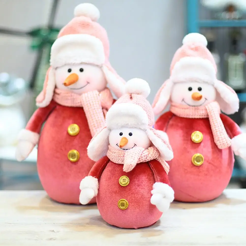 

2019 Merry Christmas Ornaments Christmas Gift Snowman Toy Doll Hang Decorations for home Enfeites De Natal PINK