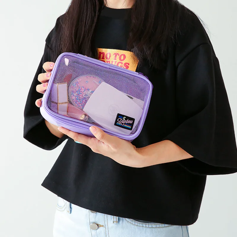 

Pink Moon Rainbow Bentoy Cosmetic Case PVC Storage Package Waterproof Girls Large Capacity Women Korea Japan Make Up Bag