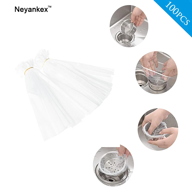100 шт фильтр для раковины одноразовые мешки мусора сетчатые аксессуары кухонной