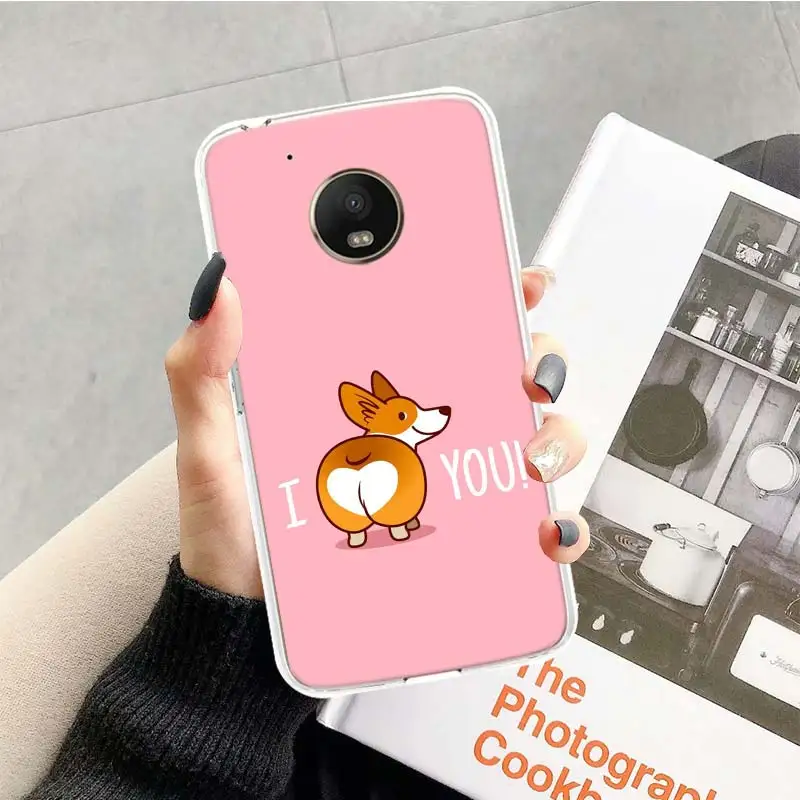 Милые корги с героями мультфильма «щенячий чехол для Motorola Moto G7 G6 G5S G5 E4 плюс G4 E5 играть X4 Мощность tpu с рисунком индивидуальная крышка телефона