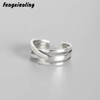 

Fengxiaoling Exquisite Vintage Ring Jewelry 925 Sterling Silver Irregular Multi-layer Winding Crisscross Rings For Women Jewelry