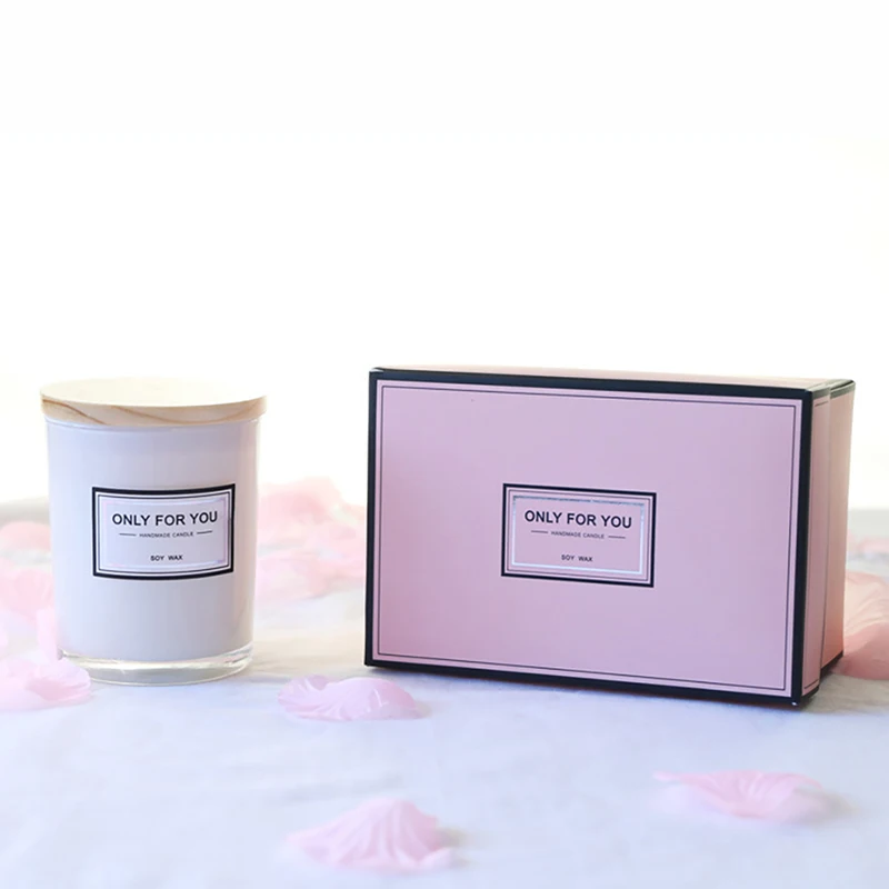 Белый Деревянная крышка, деревянный фитиль, соевая свеча, подсвечник Романтичный подарок для девочки на день рождения, аромат для ароматерапии, подарок с ручной подаркой - Цвет: Белый