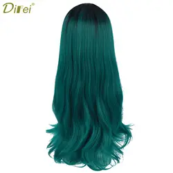 DIFEI длинные волнистые волосы косплей парики синтетические парики для женщин Glueless волосы высокой плотности температура черный зеленый