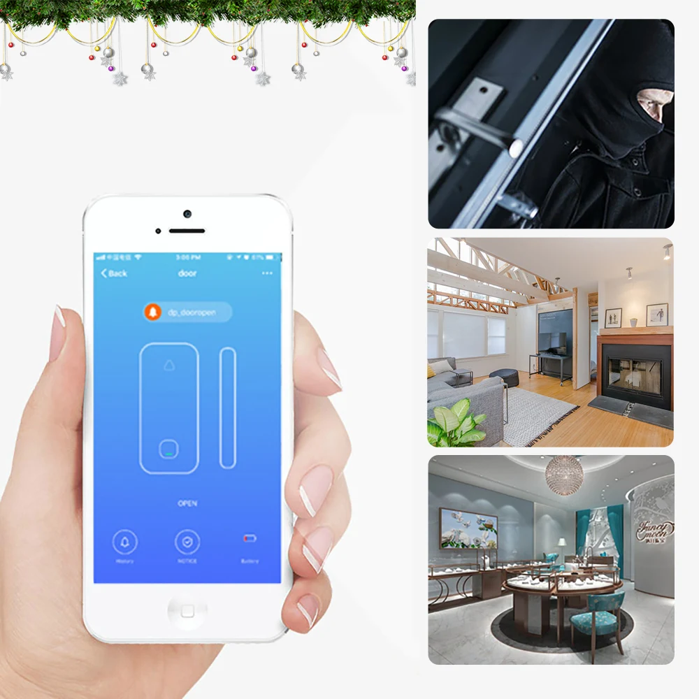 Tuya Smart WiFi датчик двери окна совместим с Alexa Google Assistant перезаряжаемый не требуется концентратор(с батареей