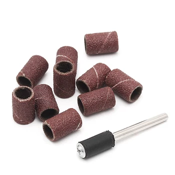

10Pcs 6mm Grit 120# Sanding Bands +3.17mm Mandrel Rotary Tool Nail Drill Bits