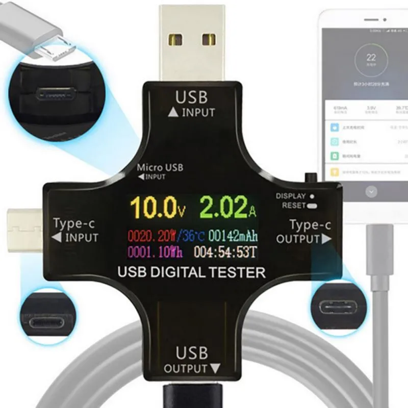 

New High-quality Professional Tester USB Volt Amperage Digital Voltage Measuring Instrument Voltage